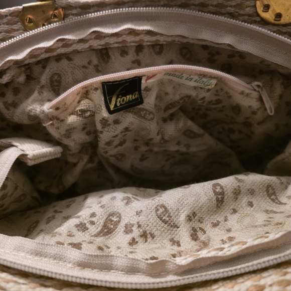 Chic Woven Beige Tote Bag Fiona Made In Italy - Picture 7 of 8